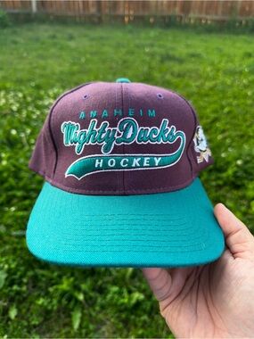 STARTER Anaheim Mighty Ducks Two-Tone Teal and Purple Snapback Hat